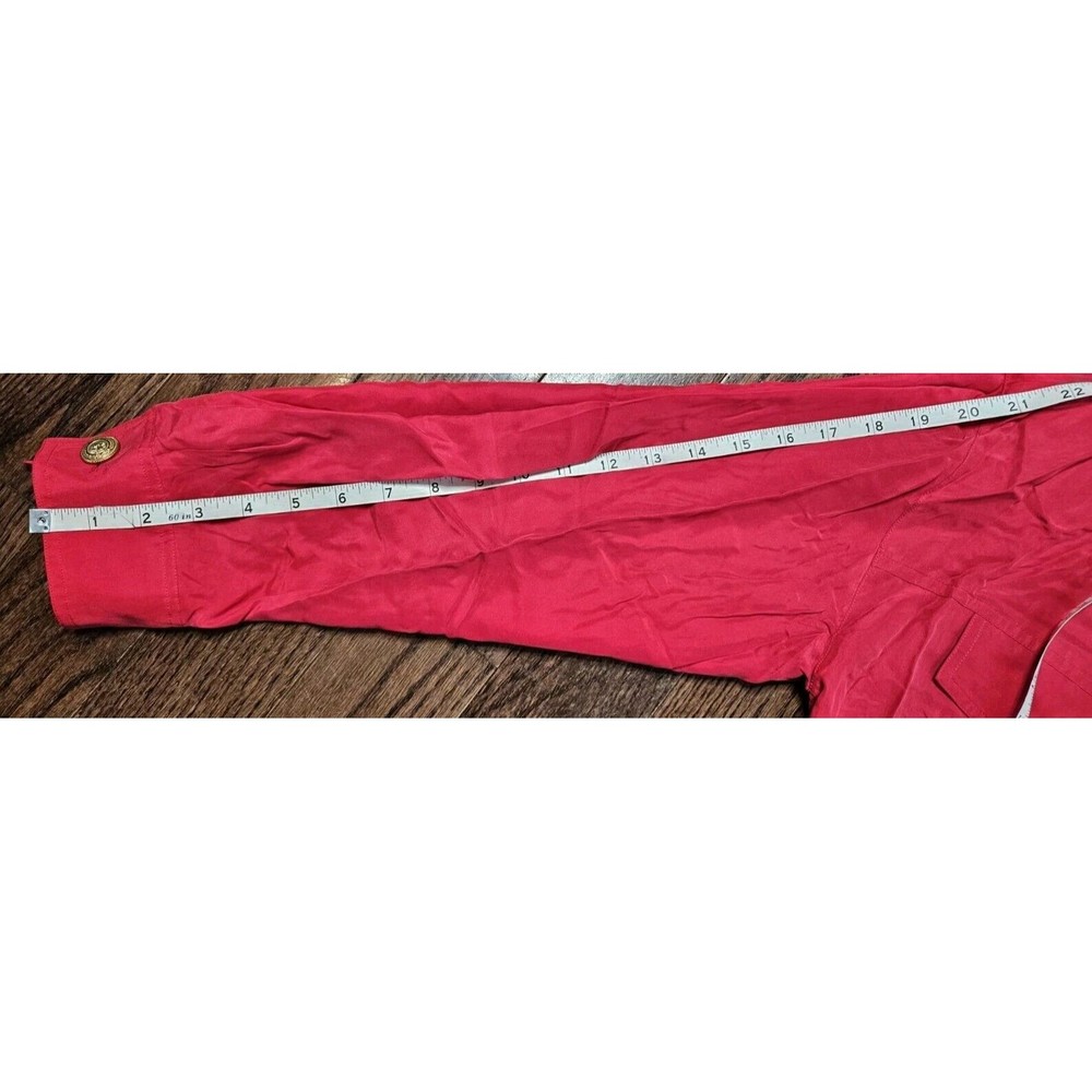Vintage 80s 90s Ann Taylor Red 100% Silk Midi Dress Sz 10, Long Sleeve, Belted - Picture 10 of 13